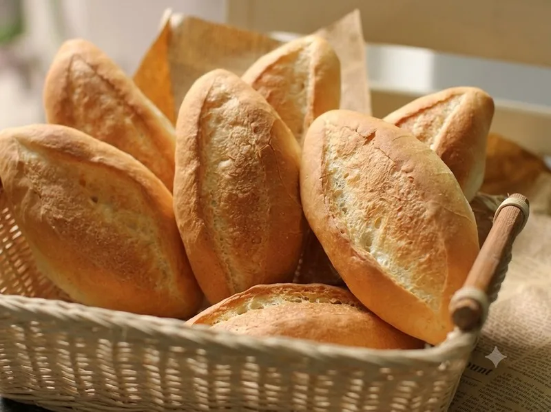 Một ổ bánh mì không 50–80 g cung cấp khoảng 136–218 kcal.